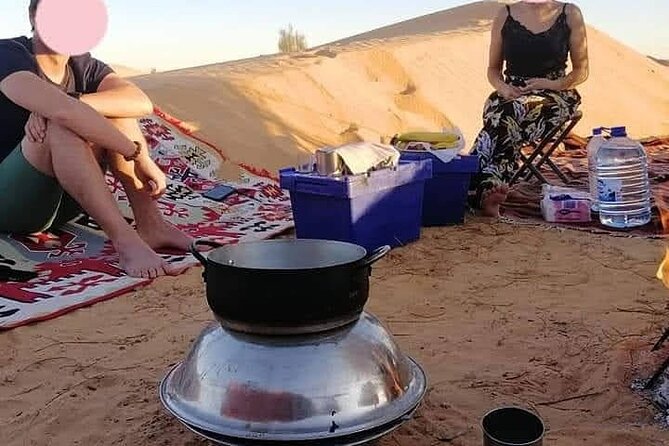 2 days tour to Douz & Ksar Ghilan oasis. and an overnight in the sahara under bedouin tent .. Dinner in the camp, Private Jeep - with english speaking guide. - Heading Toward Douz: What 25 km Deep in the Dunes Feels Like