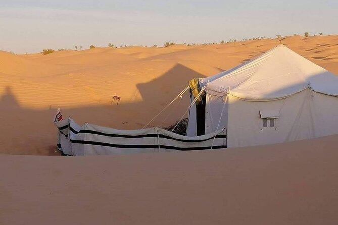 2 days tour to Douz & Ksar Ghilan oasis. and an overnight in the sahara under bedouin tent .. Dinner in the camp, Private Jeep - with english speaking guide. - From Djerba to Ksar Hallouf: Berber Ghorfas and Early Start Energy